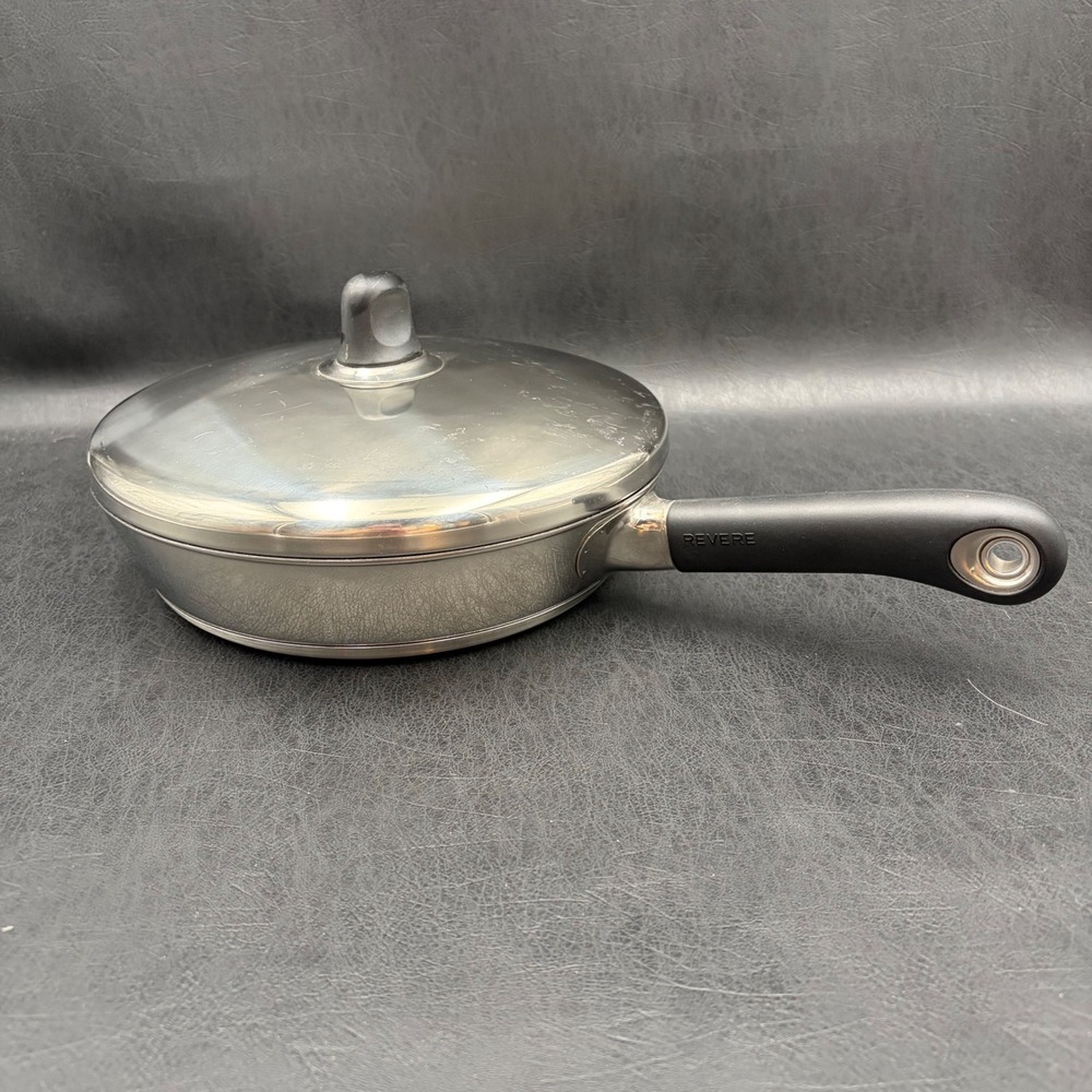 Revere SM-B04 10 Inch Stainless Steel Non-Stick Skillet Frying Pan with Lid